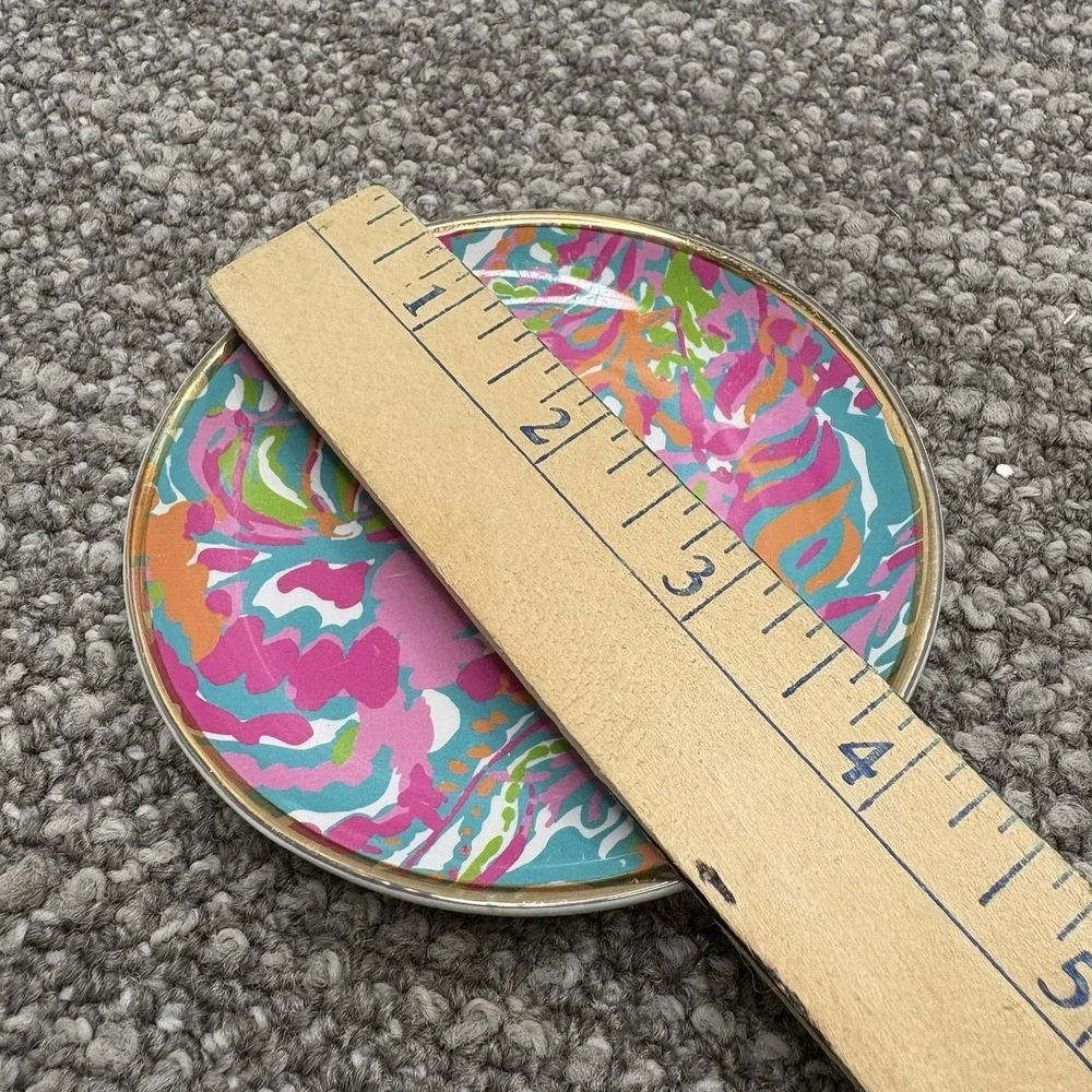 Lilly Pulitzer Coasters Beach Ocean Theme Neon Colors 4 Inches‎ Gold Trim